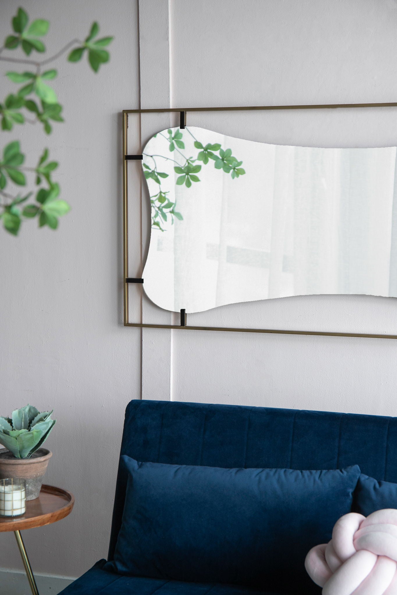 Poppy Mirror With Metal Frame Contemporary Design For Bathroom, Entryway Wall Decor