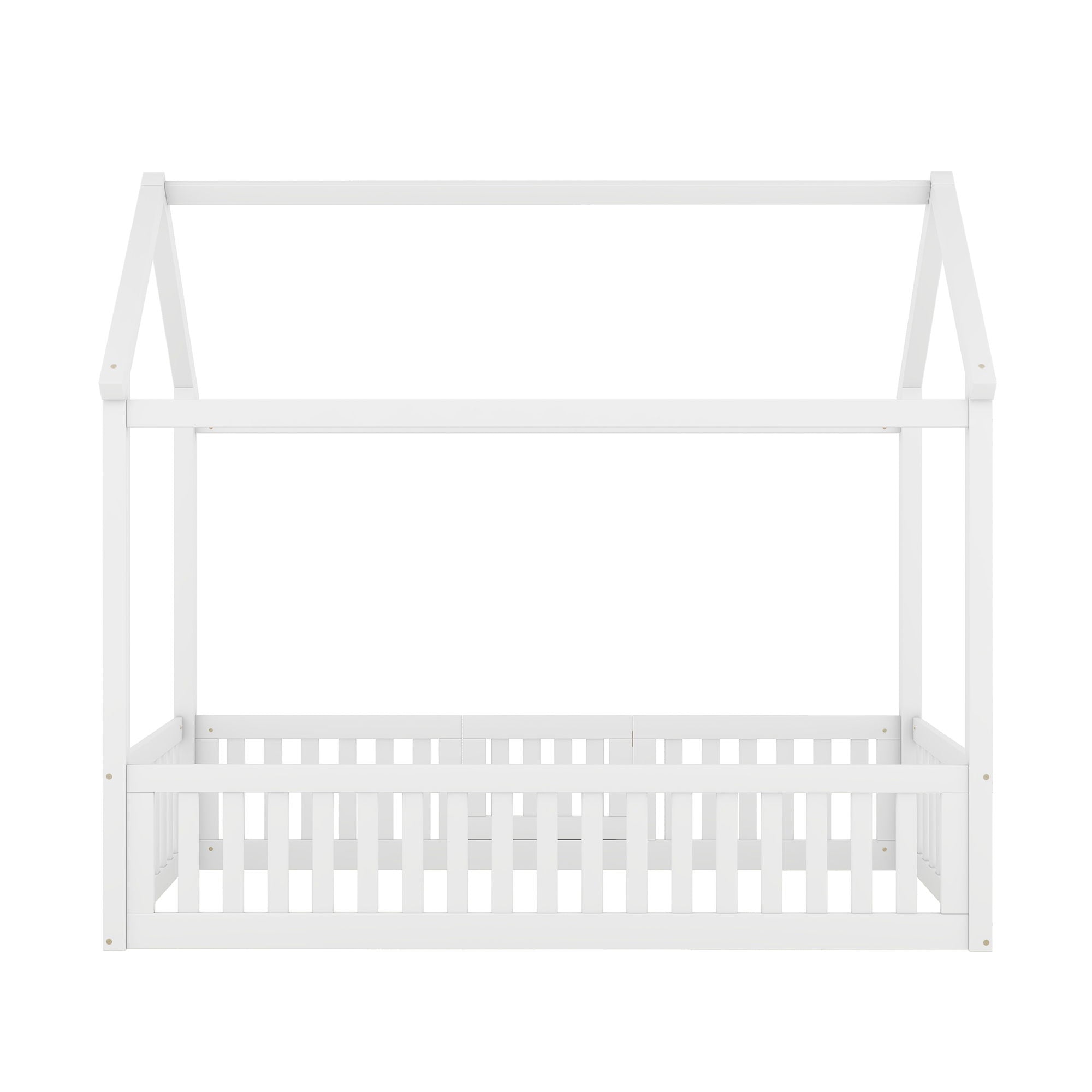 Wood House Bed With Fence And Door