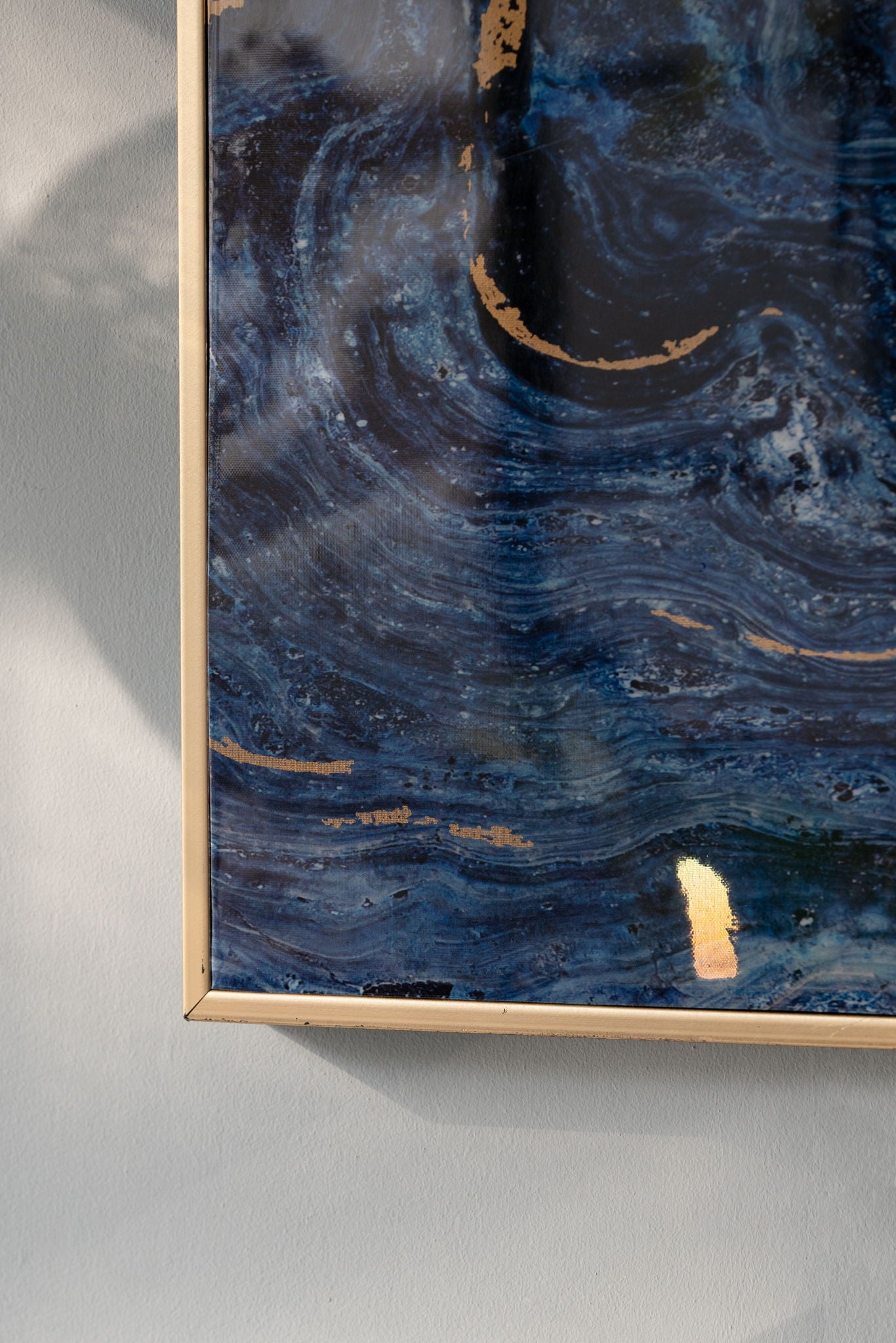 Framed Art Panels, Unique Marbled Design (Set of 2) - Blue