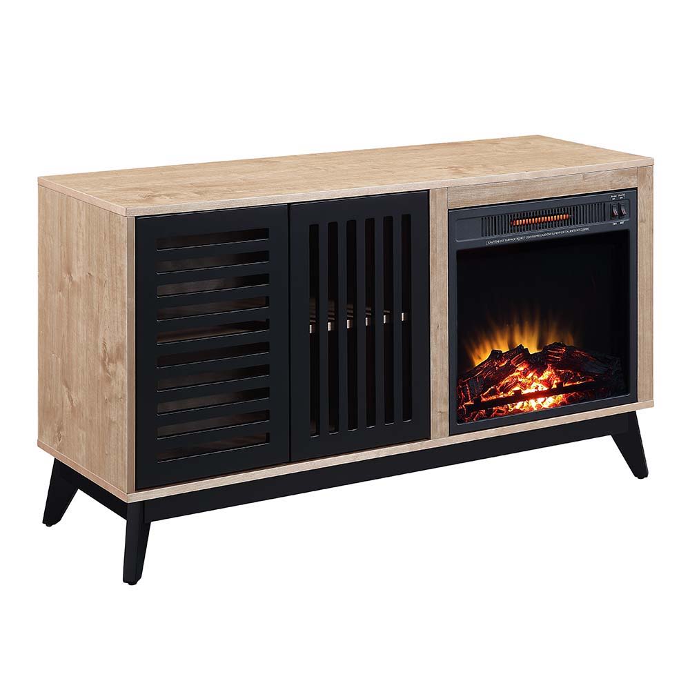 ACME Gamaliel - Fireplace - Oak & Espresso Finish - 26" | Meri Furniture