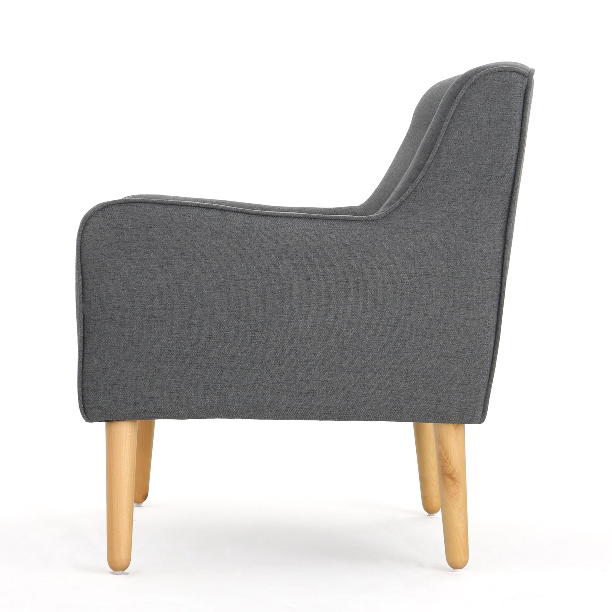 Modern Arm Chair With Tufted Back And Wooden Legs