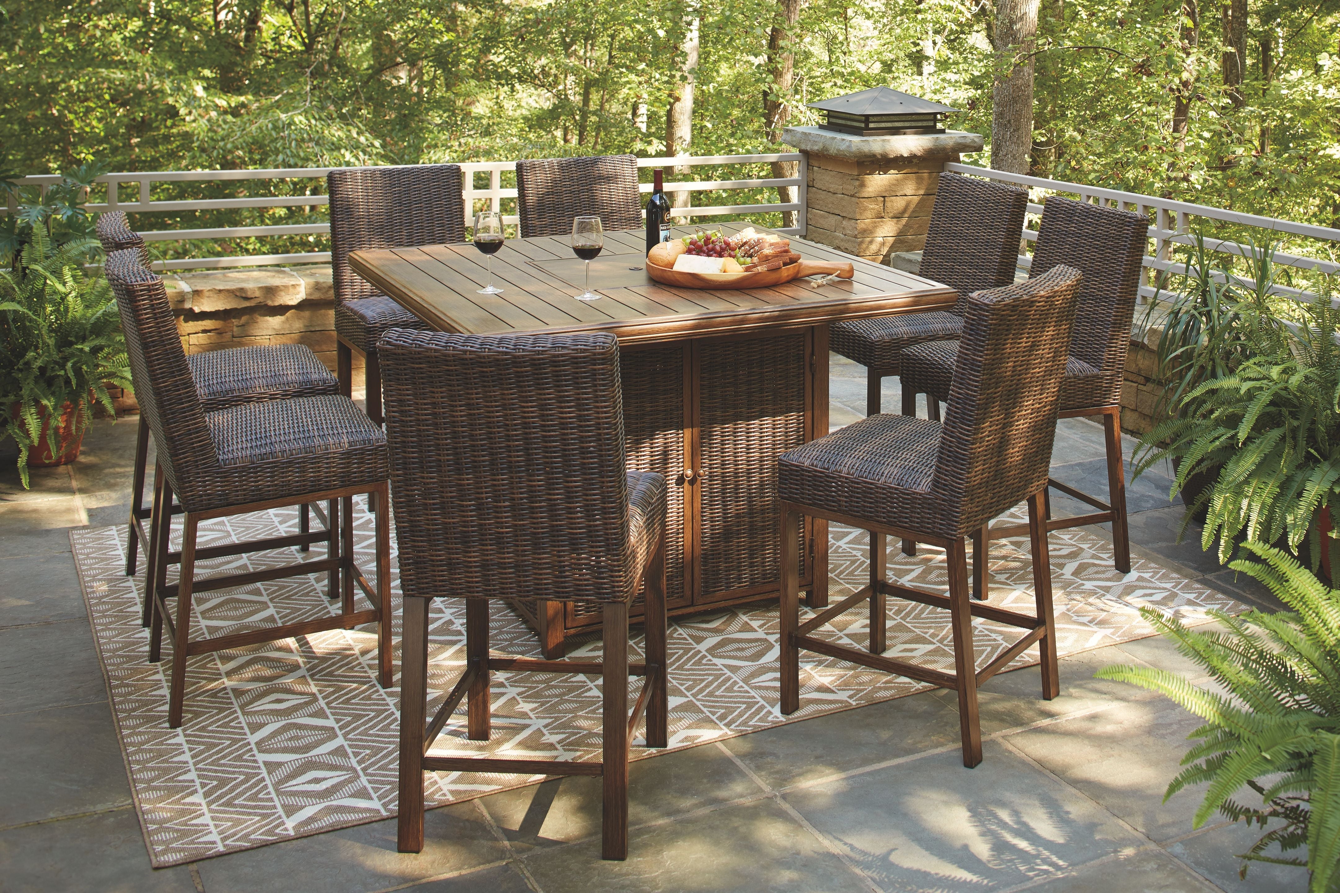 Signature Design by Ashley® Paradise Trail - Outdoor Fire Pit Table Set | Meri Furniture
