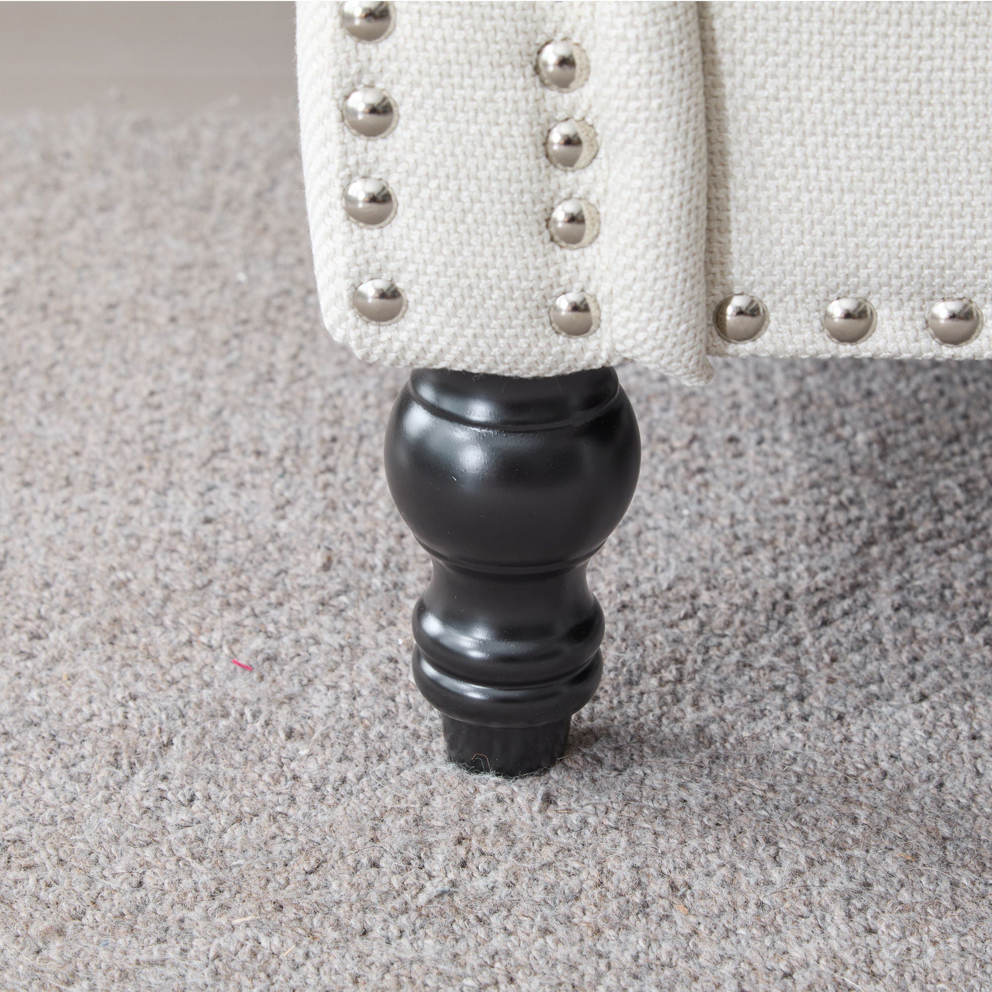 Rolled Arm Sofa With Nailhead Trim, 1 Seater Upholstered Couch With Wooden Legs