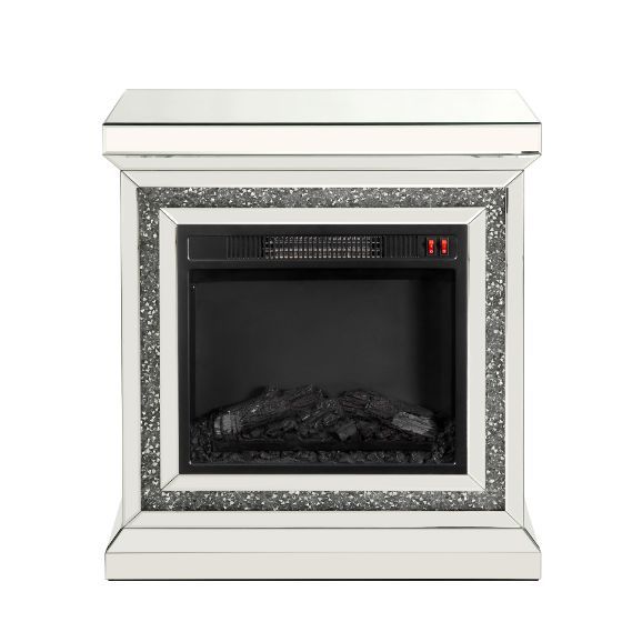 ACME Noralie - Fireplace - Mirrored & Faux Diamonds - 32" | Meri Furniture