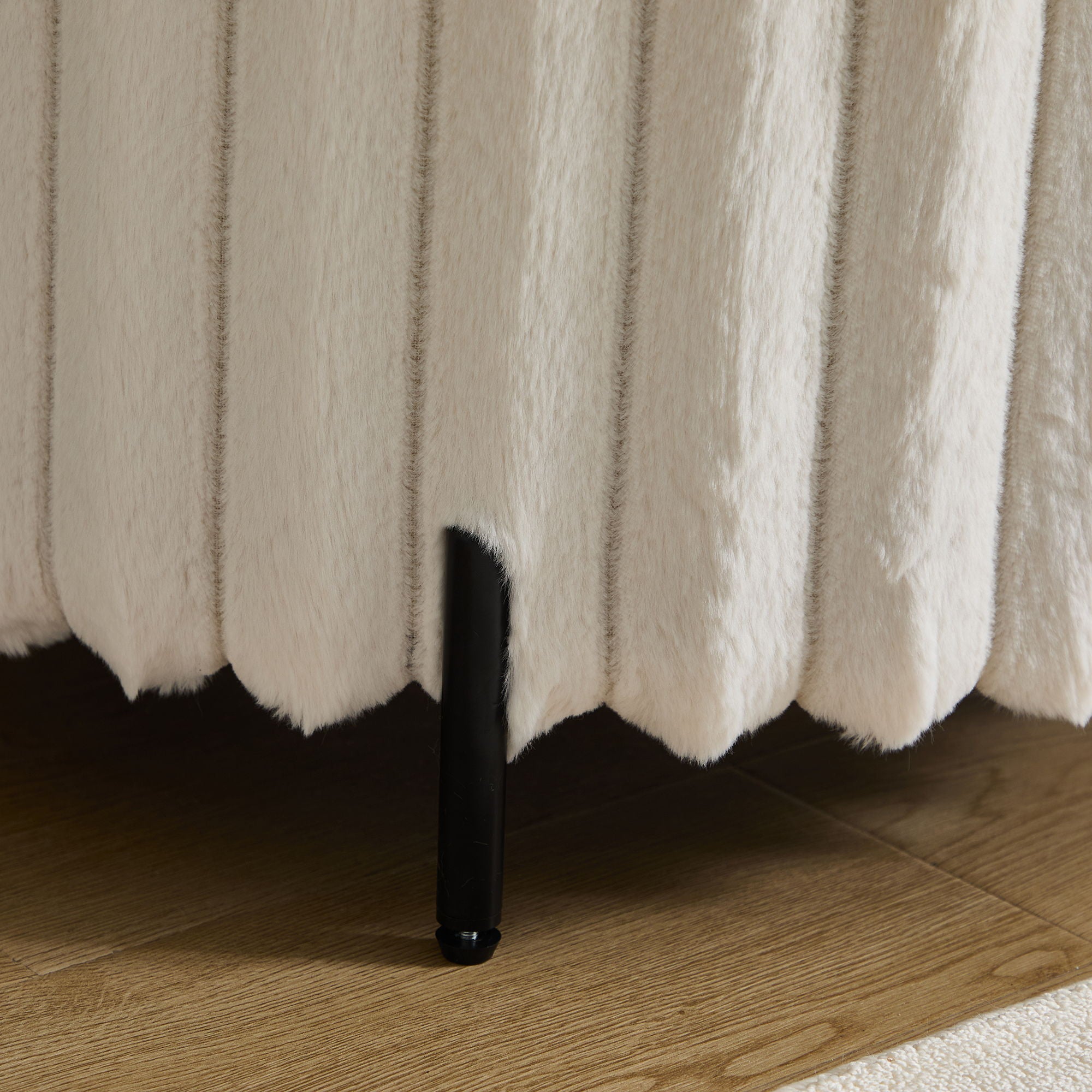 Wide Upholstered Round Pouf Ottoman Foot Rest