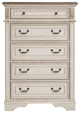 Realyn - White / Brown / Beige - Five Drawer Chest