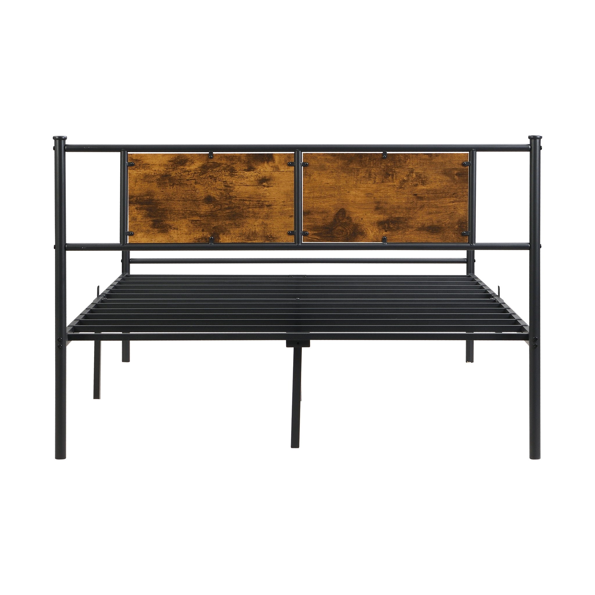 ModerMetal Bedframe With Wood Panel Headboard