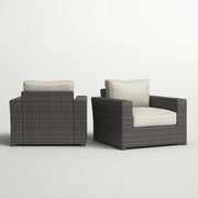 Outdoor Armchairs With Cushions (Set of 2) - Espresso / Gray