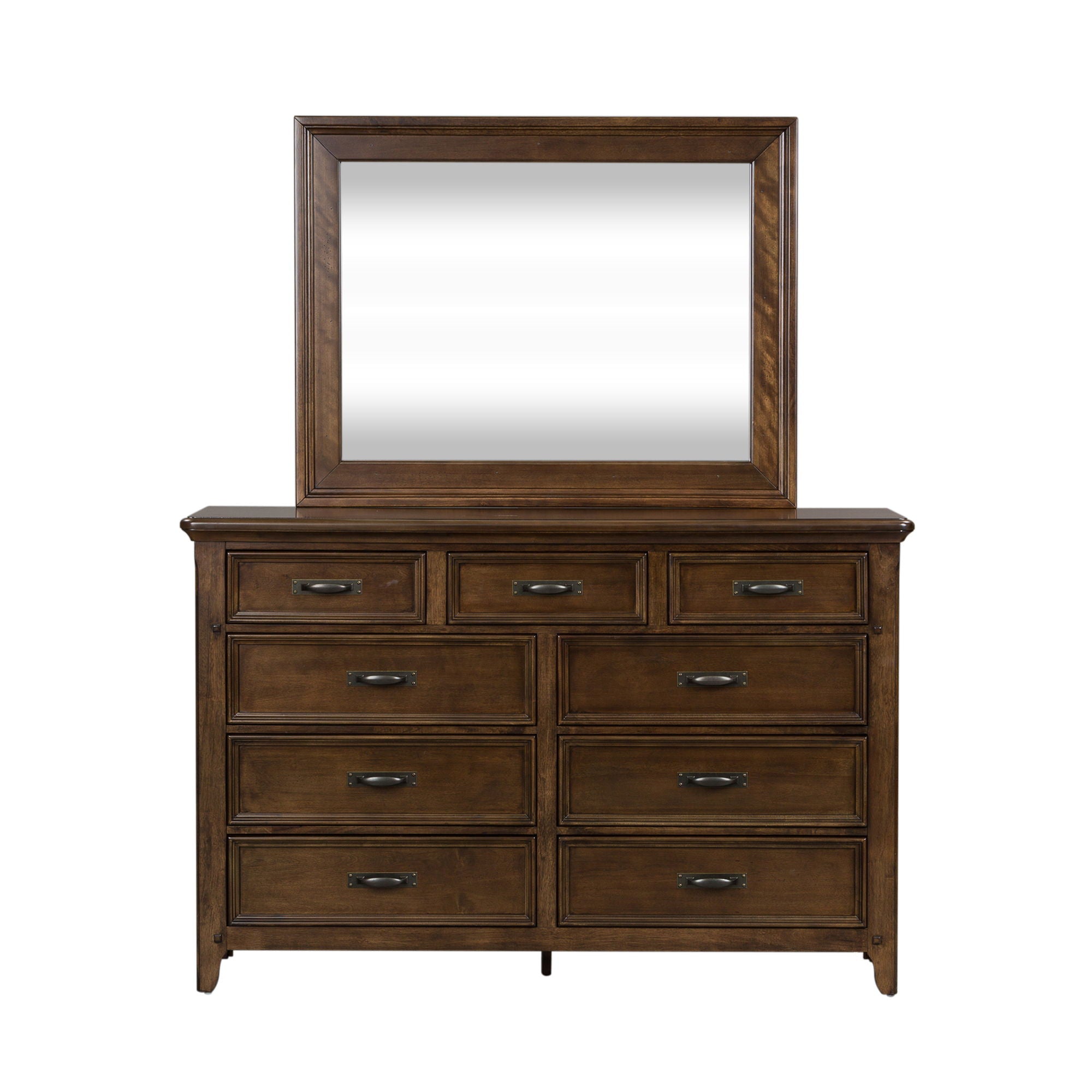 Liberty Furniture Saddlebrook - Dresser & Mirror - Dark Brown | Meri Furniture