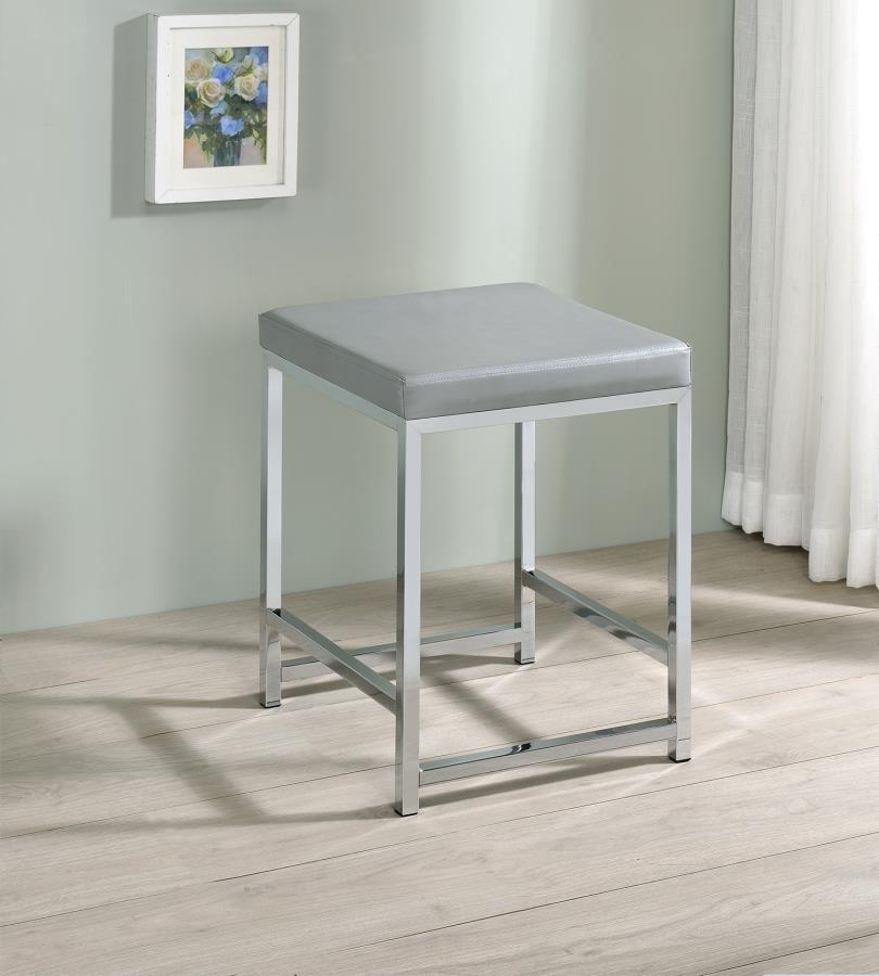 Coaster Fine Furniture Umbridge - Upholstered Square Padded Cushion Vanity Stool - Light Gray | Meri Furniture