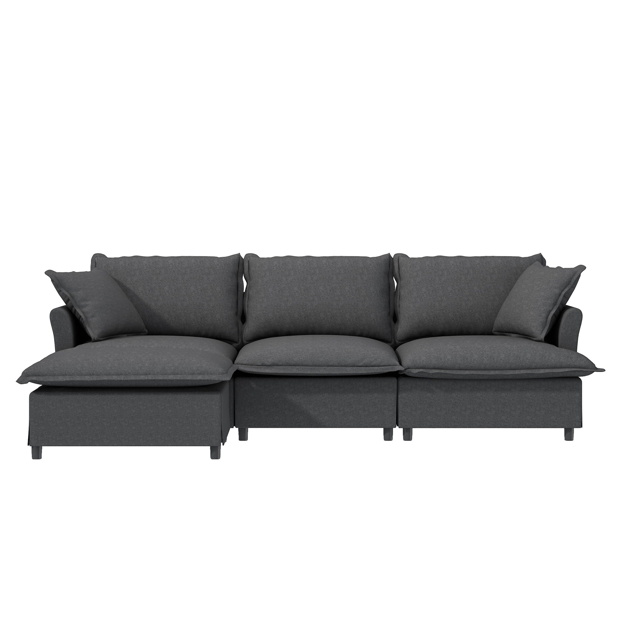 Sectional Sofa With Ottoman Cloud Couch Set With Throw Pillows, Free Combination