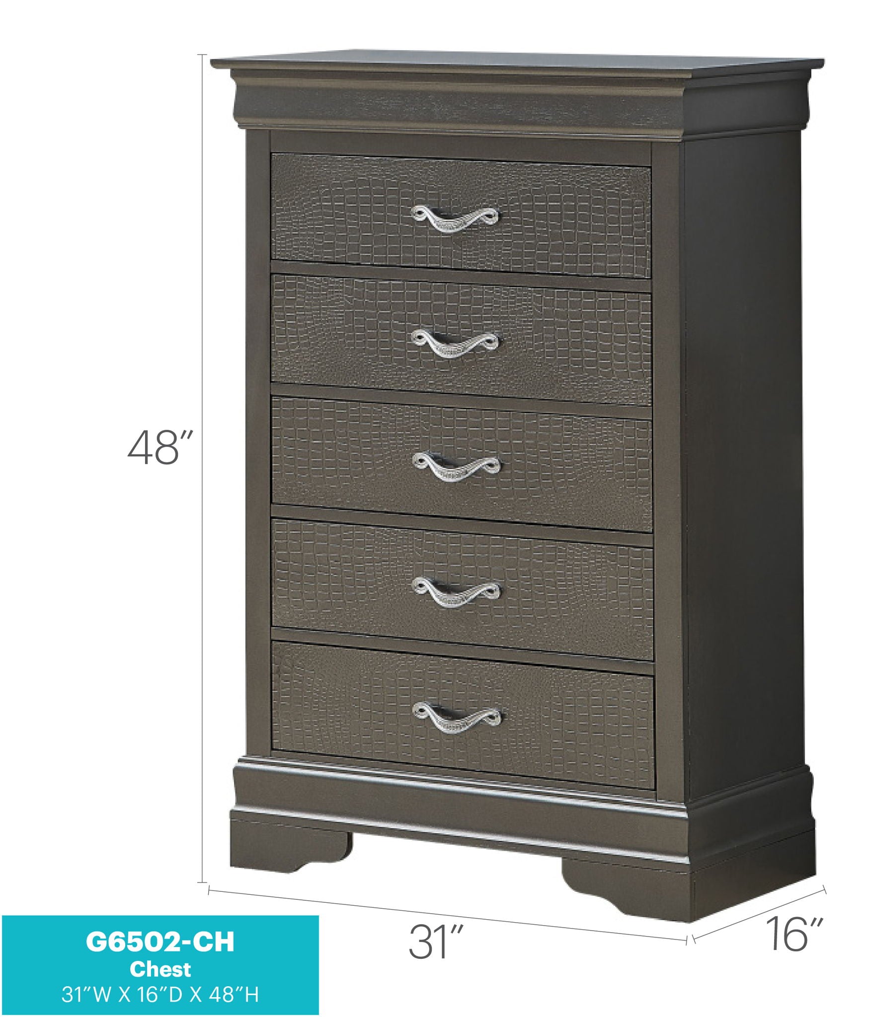 Sleek Transitional Chest - Metal Black