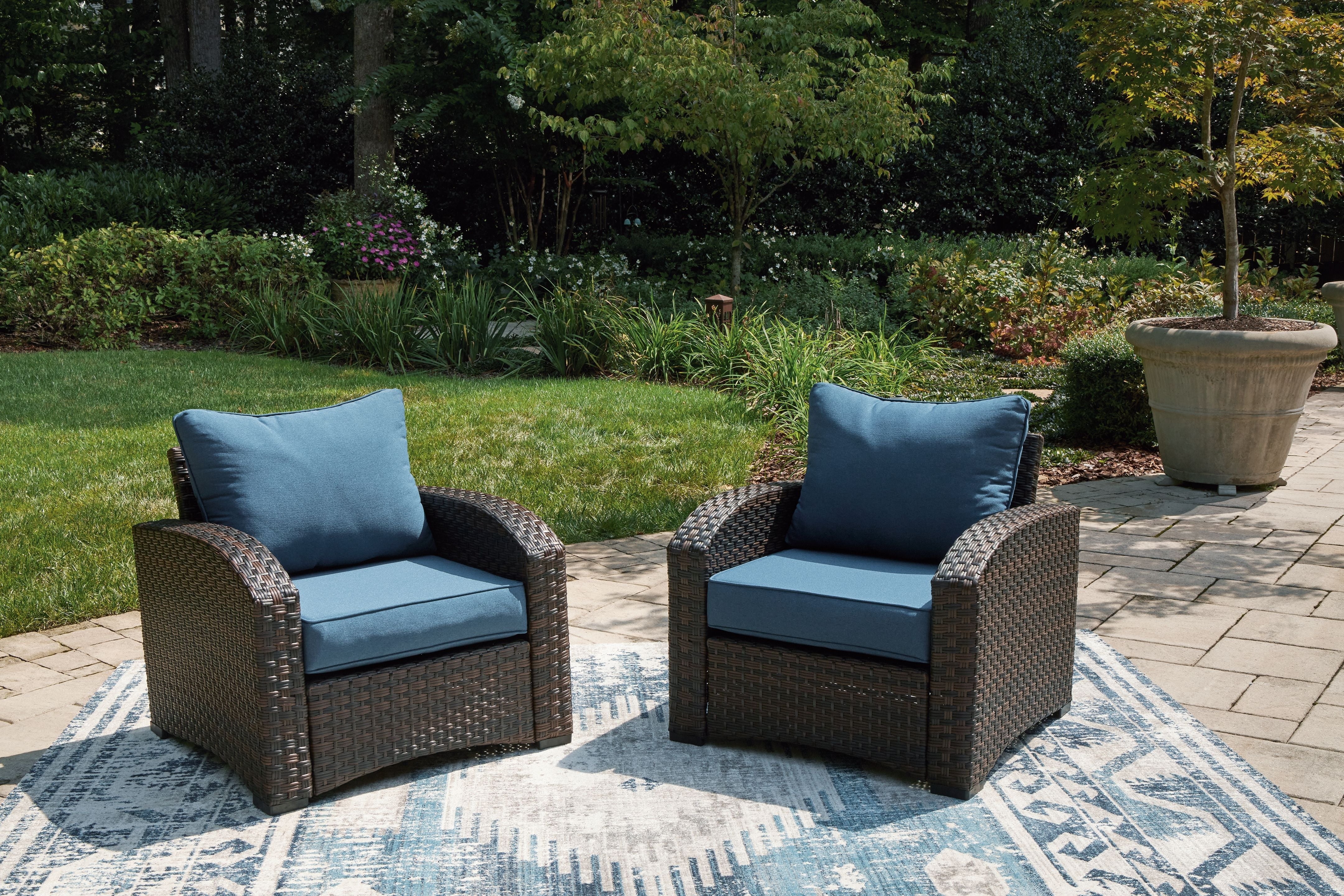 Signature Design by Ashley® Windglow - Blue / Brown - Lounge Chair With Cushion | Meri Furniture