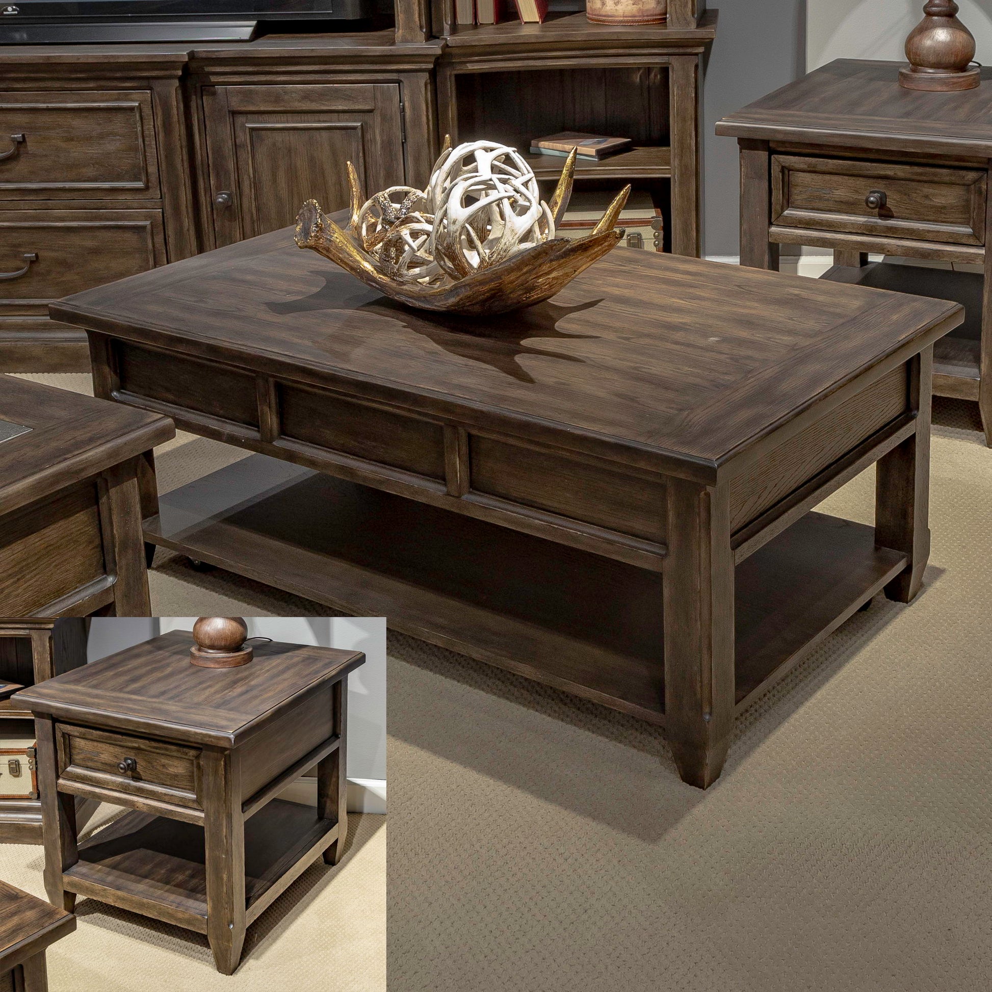 Liberty Furniture Paradise Valley - Opt 3 Piece Set - Dark Brown | Meri Furniture