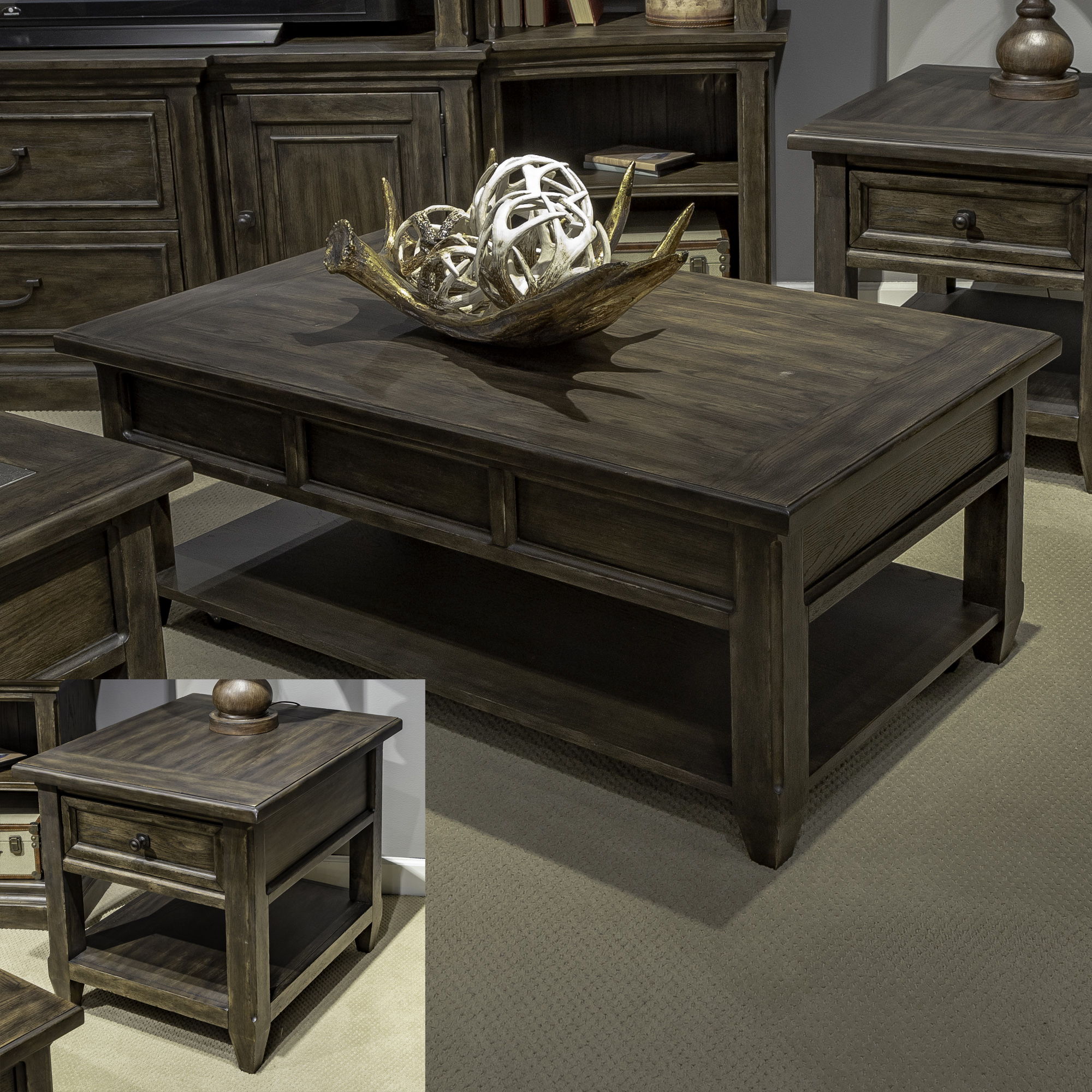 Liberty Furniture Paradise Valley - Opt 3 Piece Set - Dark Brown | Meri Furniture