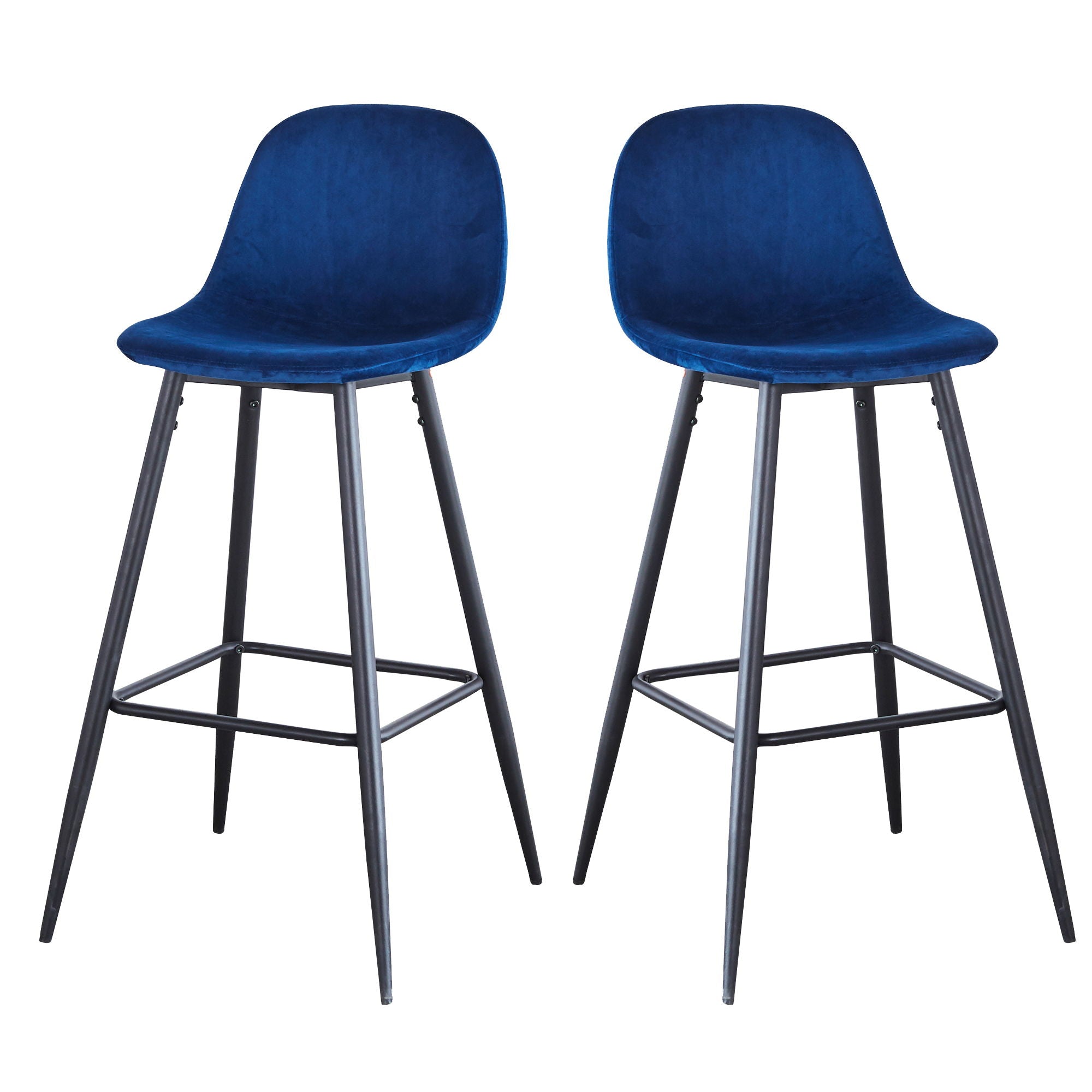 Velvet Barstool With Back (Set of 2)
