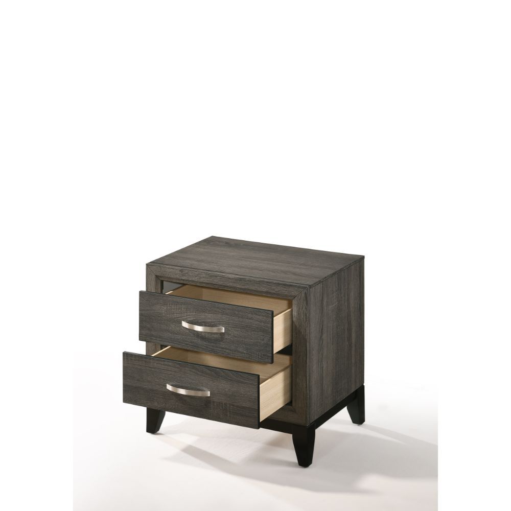 ACME Valdemar - Nightstand - Weathered Gray | Meri Furniture