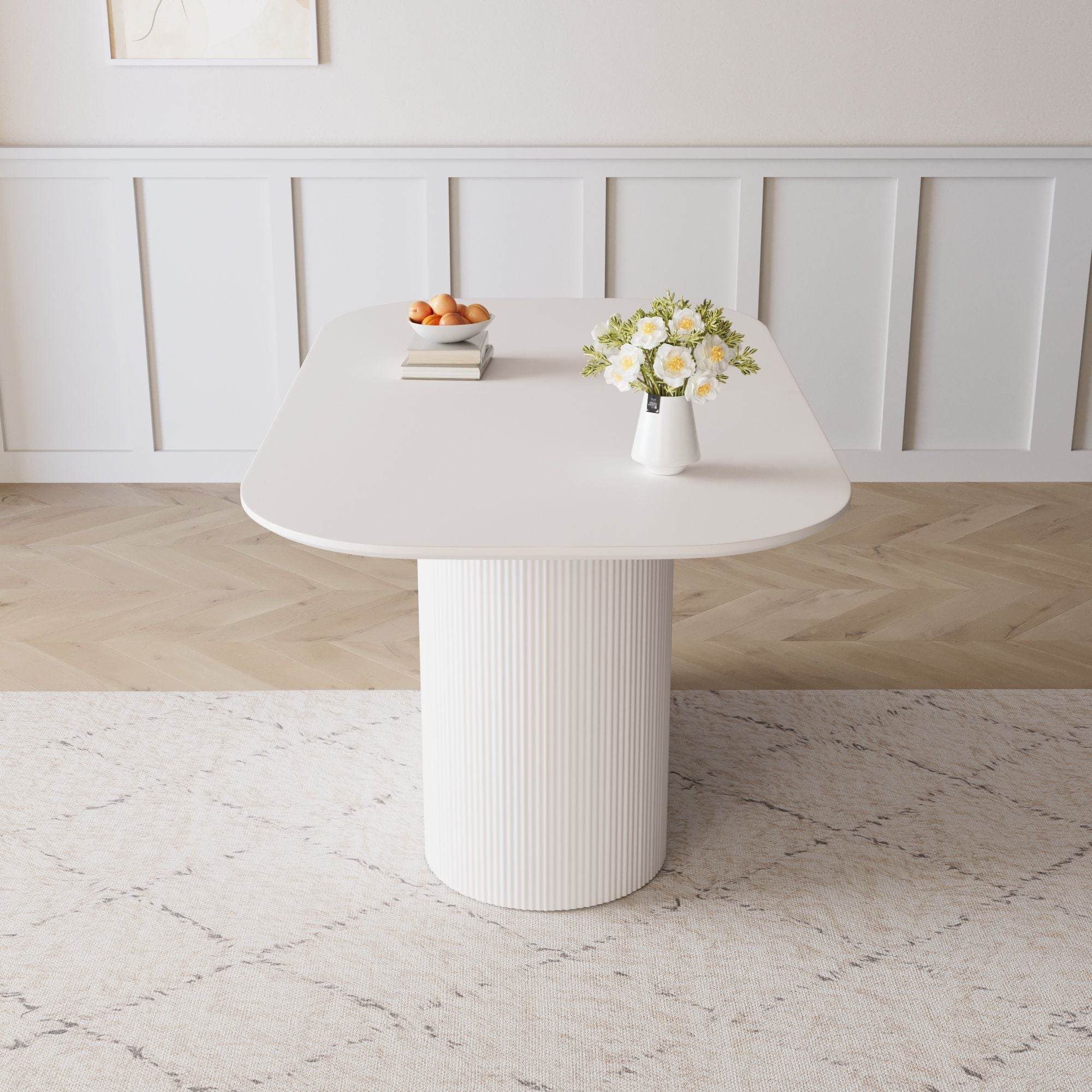 Modern Dining Table With Vertical Striped Legs