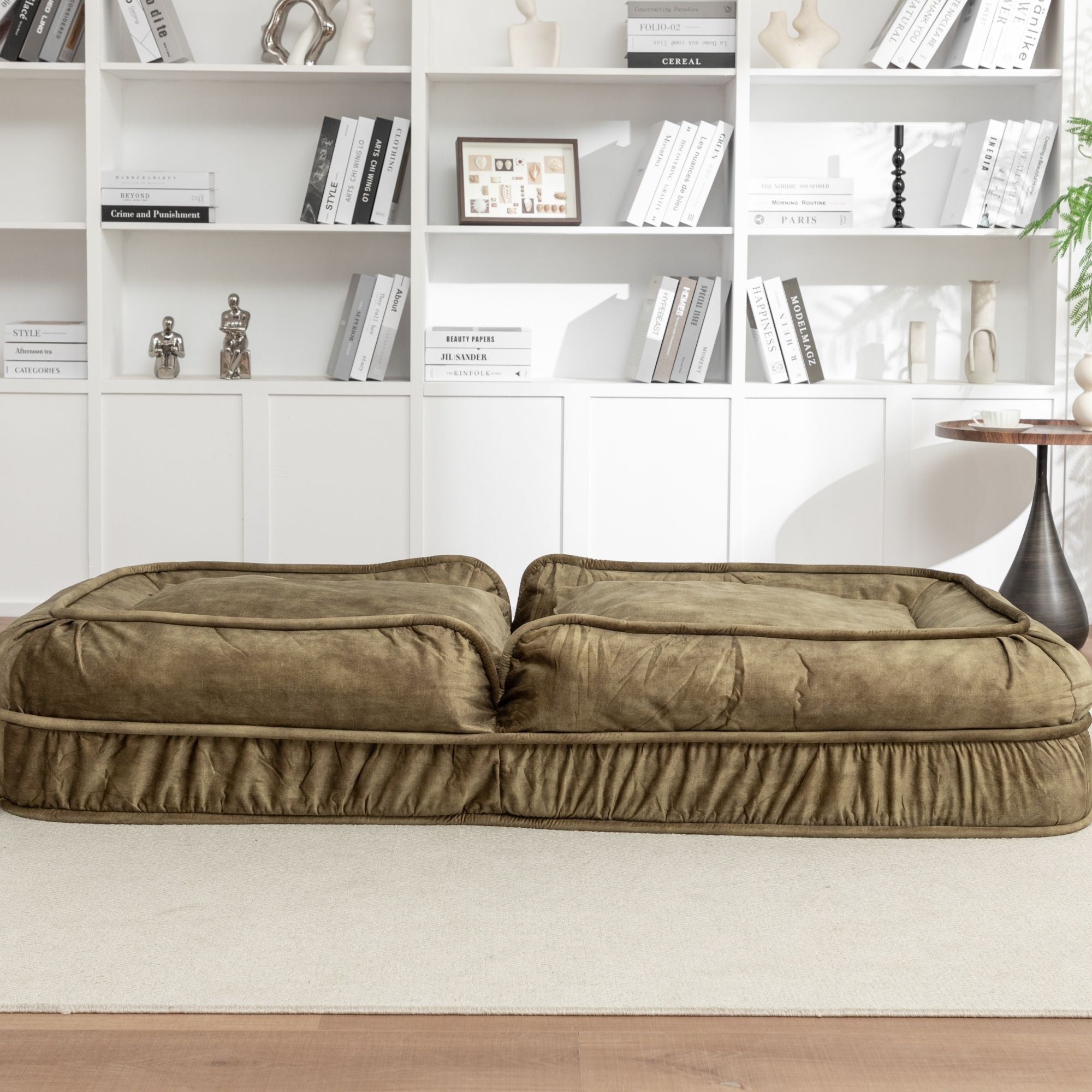 Upholstered Human Dog Bed And Pets, Bean Bag Floor Sofa With Massage Pillow, 5 Adjustable Positions & 2 Soft Pillows