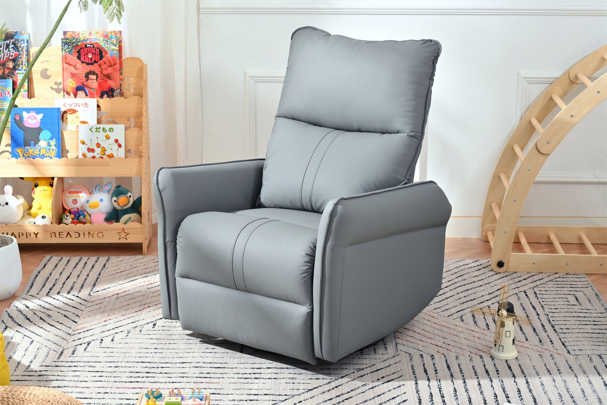 360° Modern Small Rocking Swivel Recliner Chair With Side Pocket