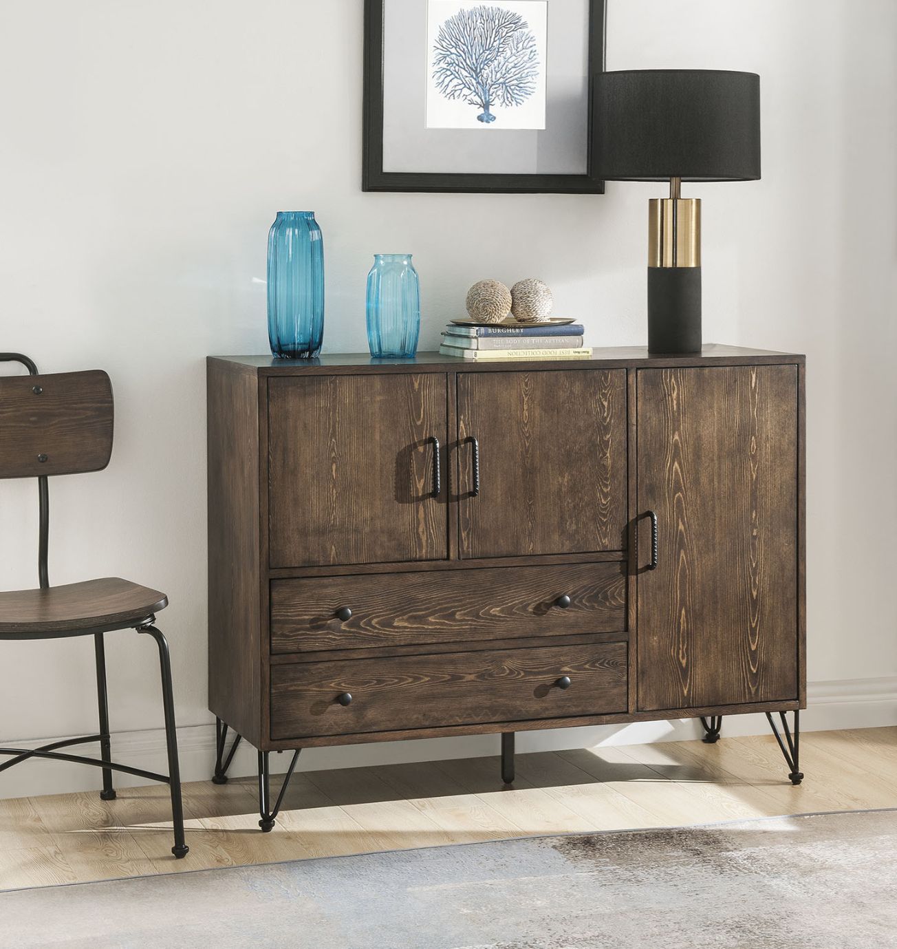 ACME Garron - Server - Walnut & Black | Meri Furniture