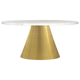 Coaster Fine Furniture Avon - Round Marble Top Stainless Steel Coffee Table - White | Meri Furniture