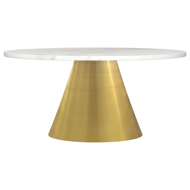Coaster Fine Furniture Avon - Round Marble Top Stainless Steel Coffee Table - White | Meri Furniture