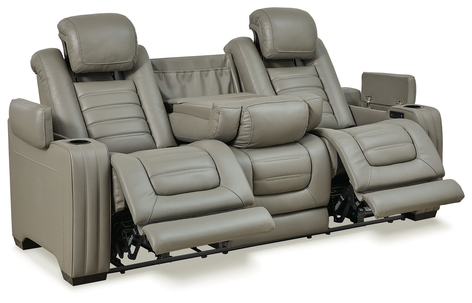 Signature Design by Ashley® Backtrack - Gray - Pwr Rec Sofa With Adj Headrest | Meri Furniture
