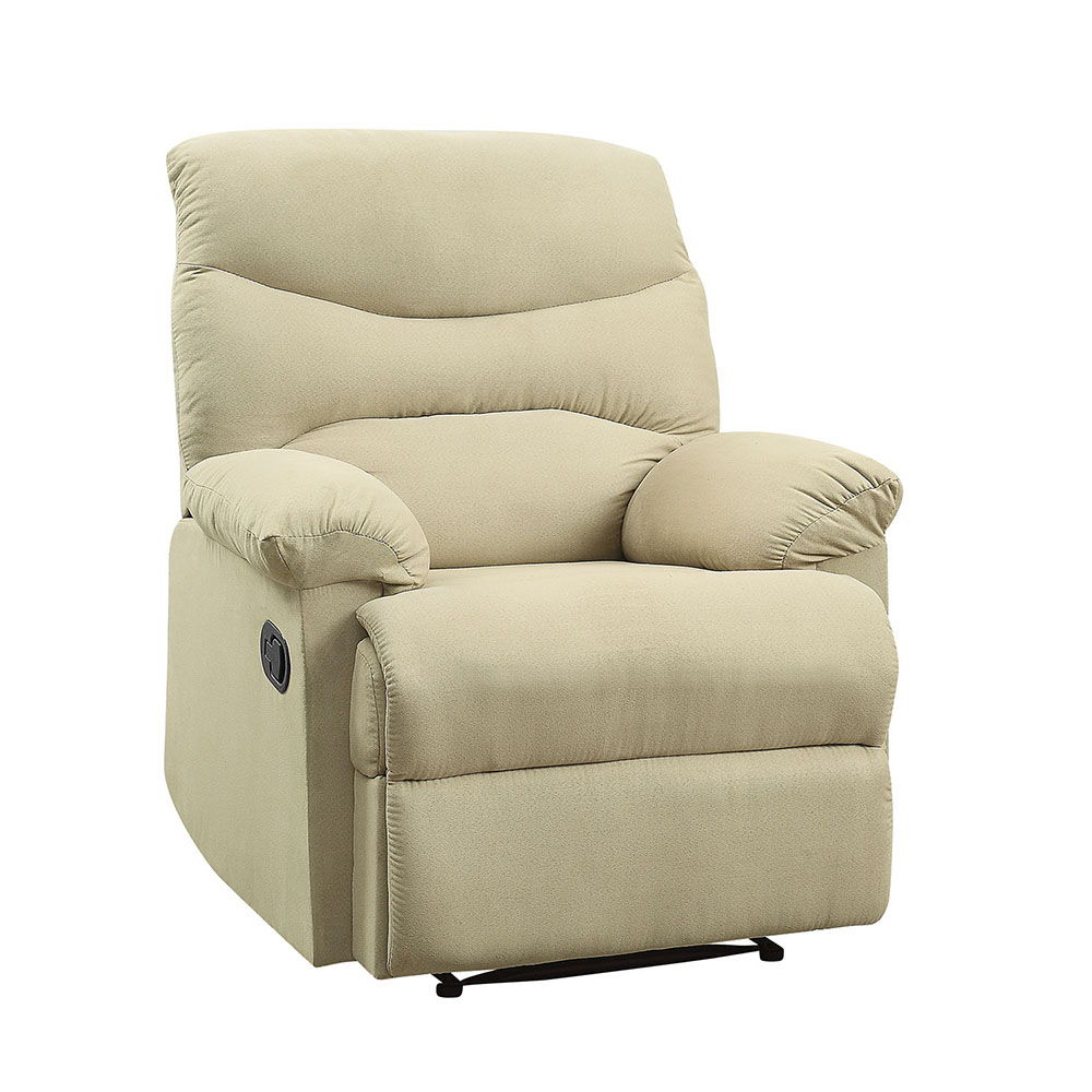 ACME The lovely Arcadia recliner offers comfort, style and value for any home. A smooth microfiber seat cushion provides relaxation from seat to toe with an easy to reach external handle for operating the reclining mechanism. | Meri Furniture