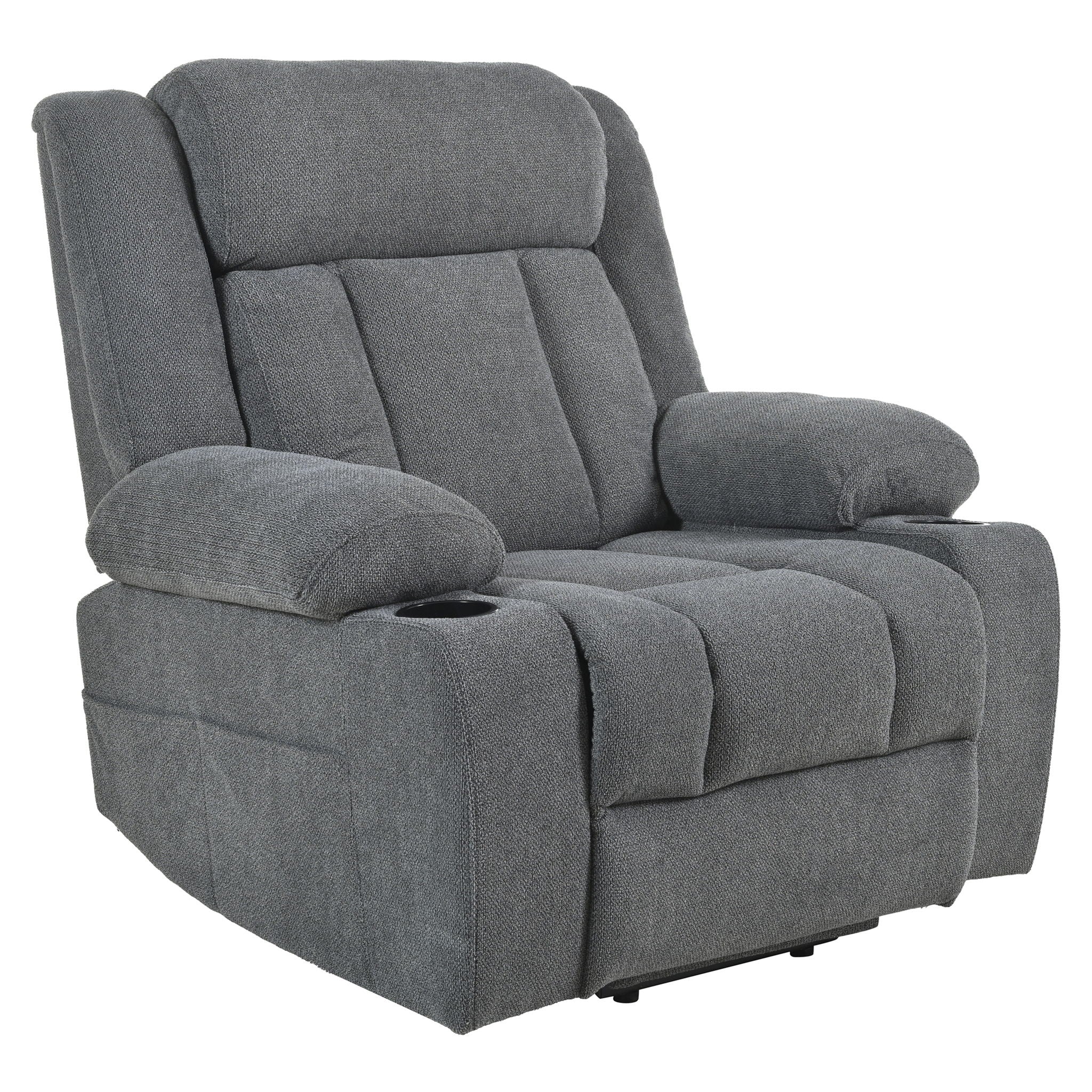 Power Lift Recliner Chair With Extended Footrest, Remote Control, Cup Holders, And Side Pockets
