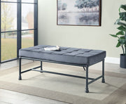 ACME Brantley - Bench - Gray Velvet & Sandy Gray Finish | Meri Furniture