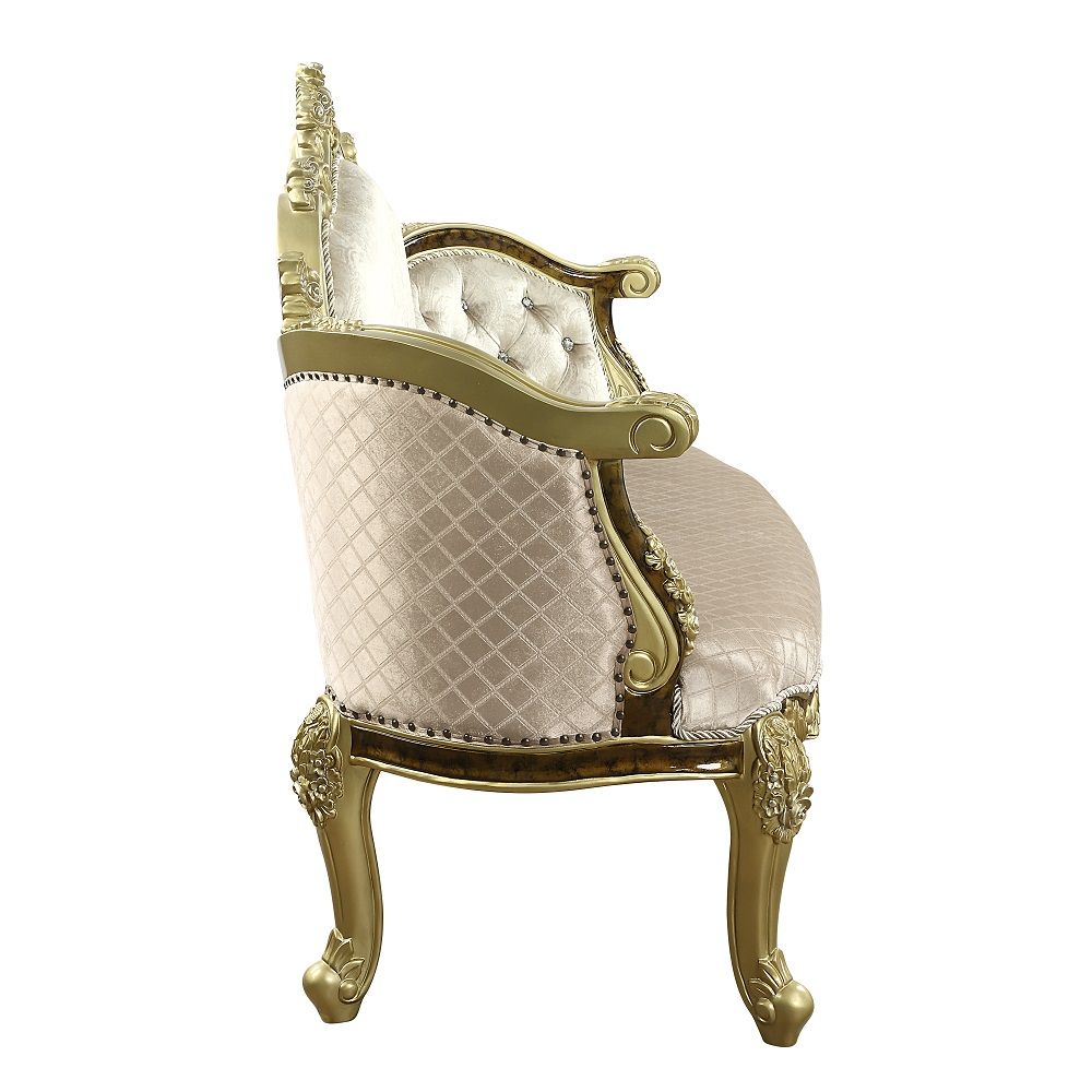 ACME Desiderius - Bench - Beige , Antique Gold & Hand Paint Brown | Meri Furniture
