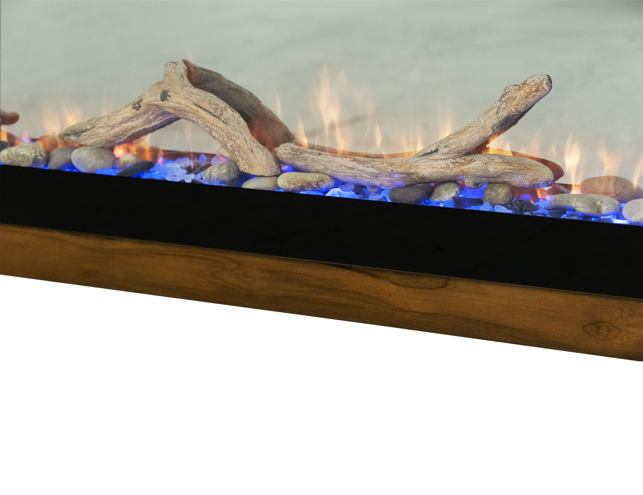 Natural Teca - Console 94" Electric Fireplace Compatible - Brown