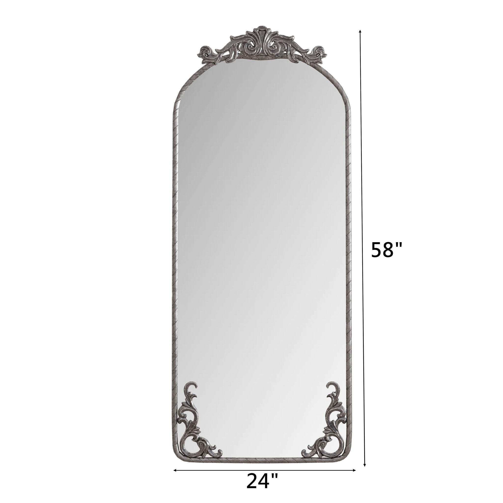 Full Body Arched Mirror With Vintage Carved Applique