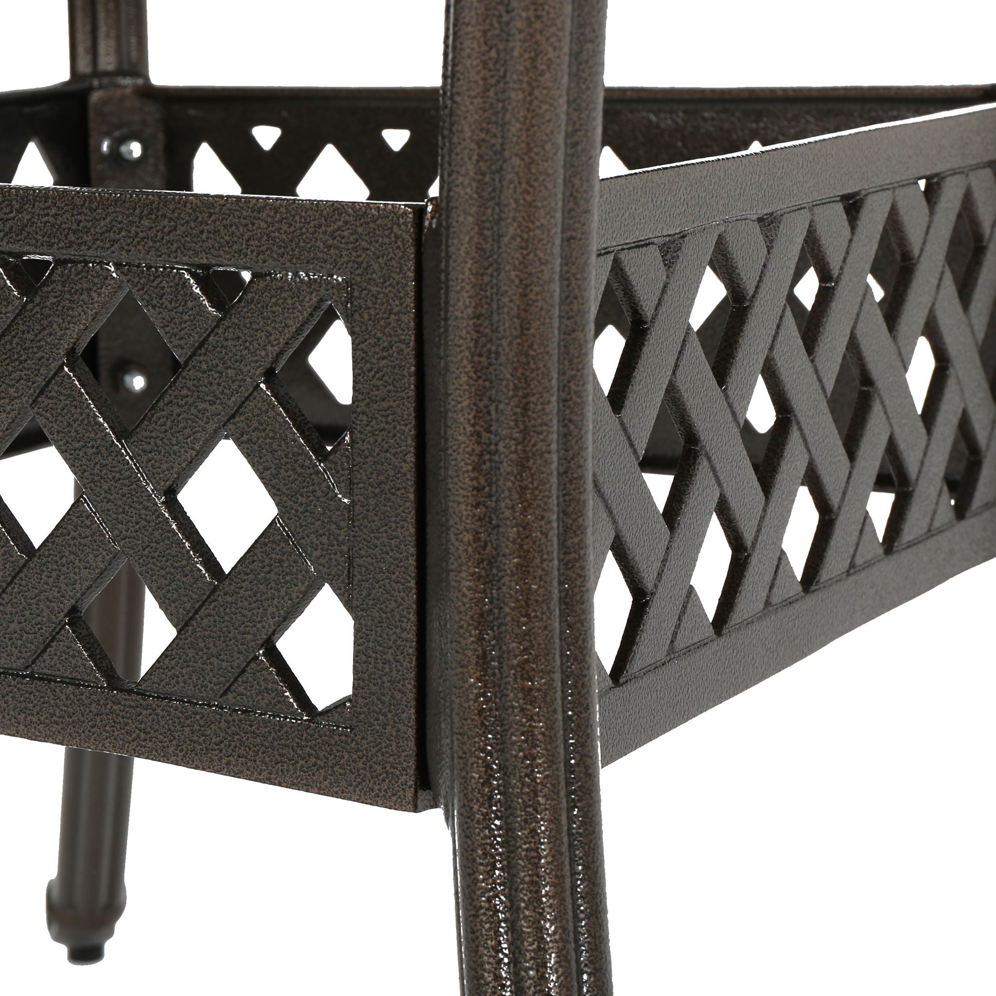 Outdoor Expandable Aluminum Dining Table With Latticework Details And Curvy Legs