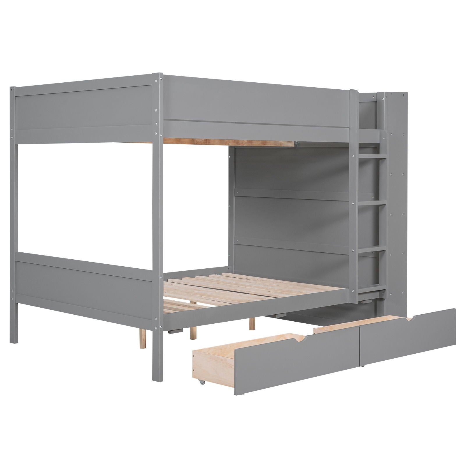 Bunk Bed With 2 Drawers And Multi Layer Cabinet