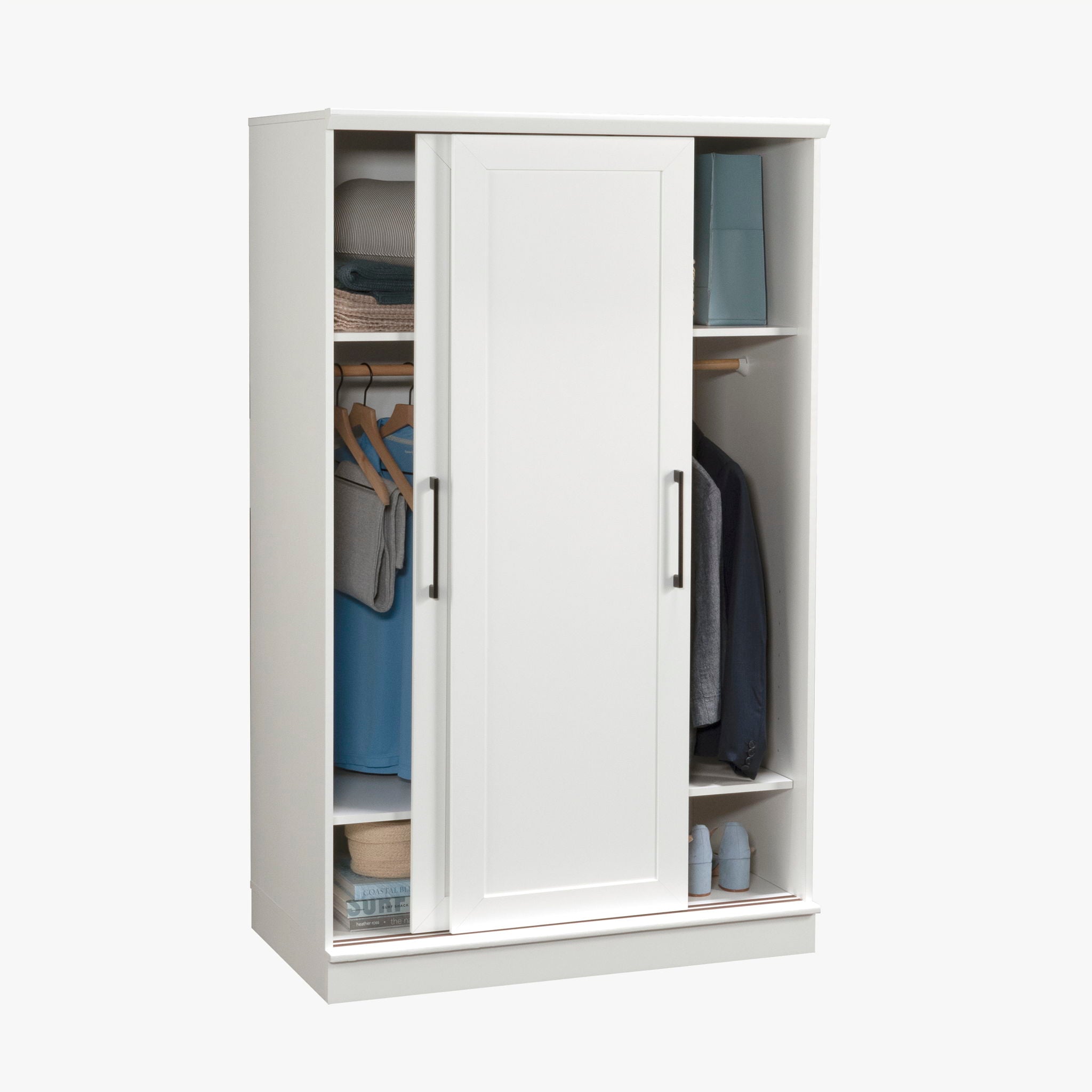 Wardrobe Cabinet with Sliding Doors in White