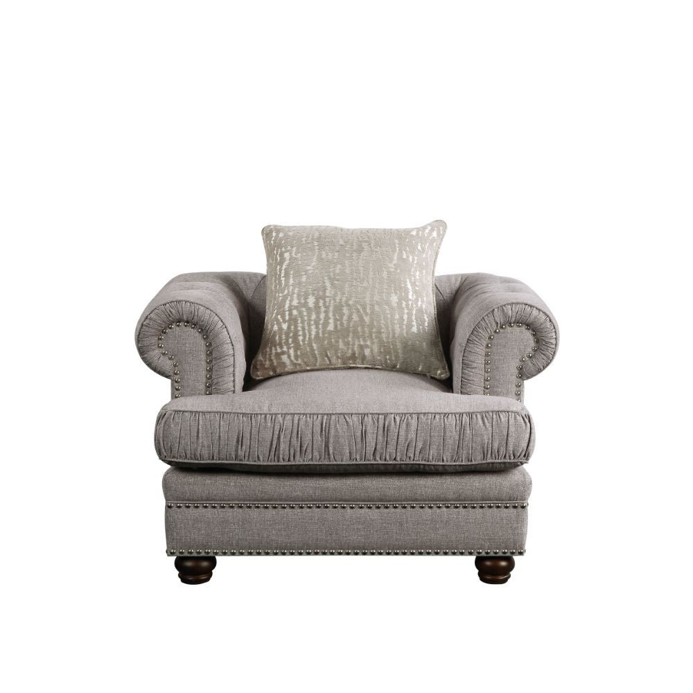 ACME Gardenia - Chair - Gray Fabric | Meri Furniture