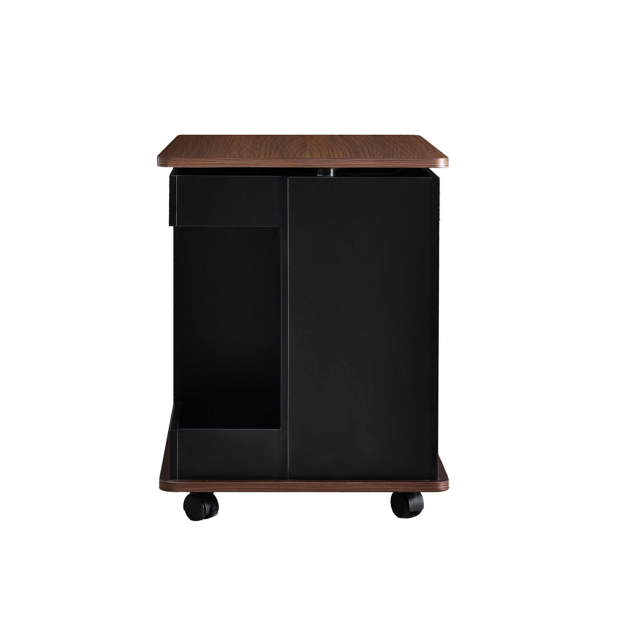 Adjustable End Table With Wheels, 360°Rotating Top And Storage Space