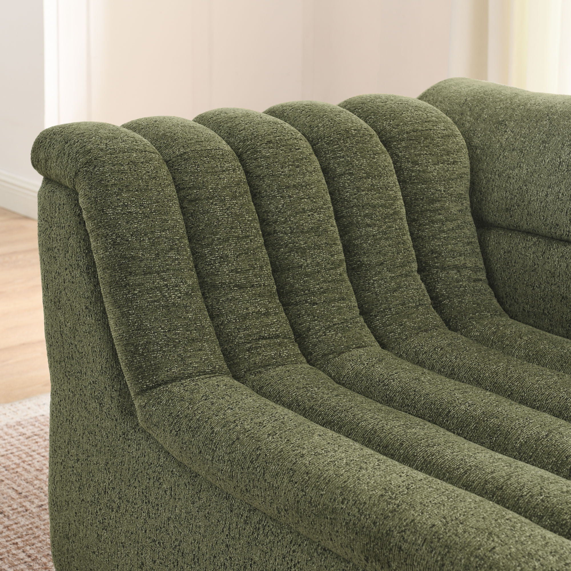 Upholstered L-Shaped Modular Sectional Sofa With Chaise, Wave-Shaped Armrest