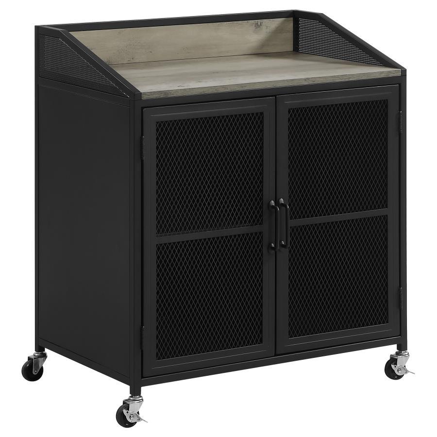 Coaster Fine Furniture Arlette - 2 Door Mobile Home Bar Wine Cabinet - Sandy Black | Meri Furniture
