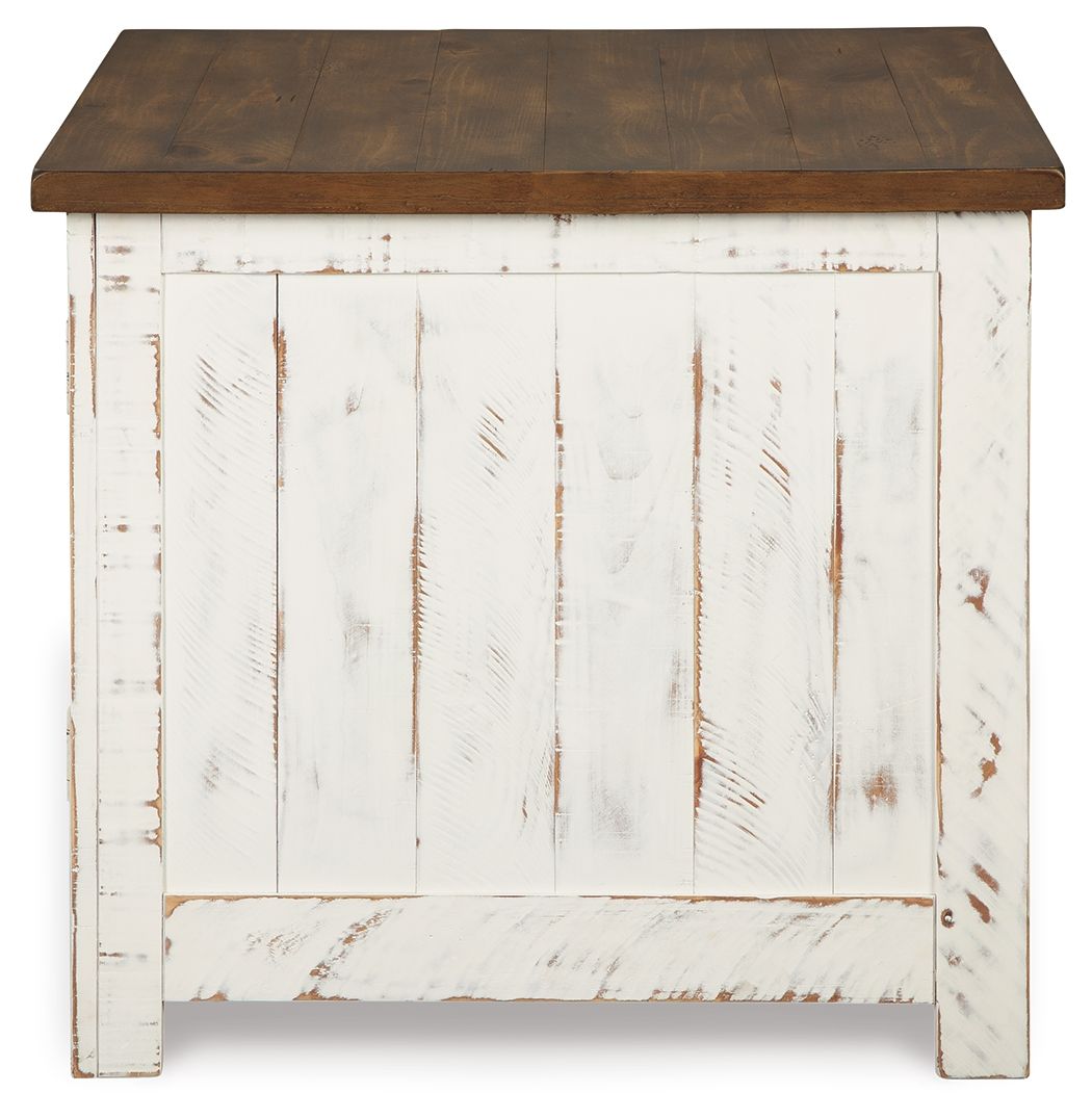 Wystfield - Rectangular End Table - 2 Doors - White / Brown