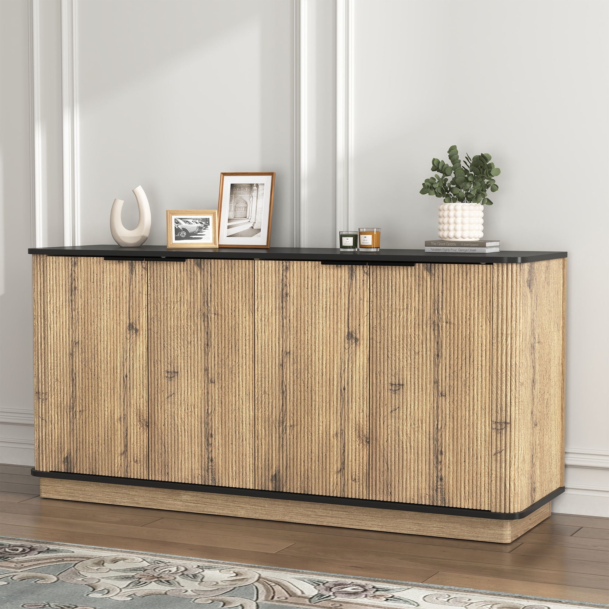 Multi Functional Sideboard, An Ideal Choice For TV And Tableware Storage In Modern Homes - Black