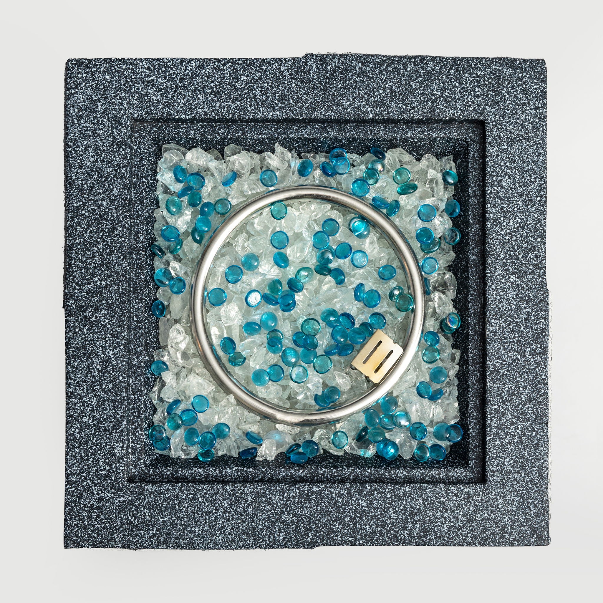 20" Propane Gas Fire Pit Table, 50000 Btu Square Concrete Fire Pit For Outside Patio Deck Garden Backyard - Light Gray Blue