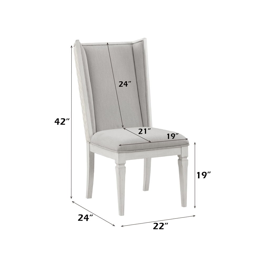 Katia - Hostess Chair Set of 2) - Light Gray Linen & Weathered White