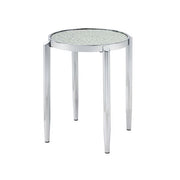 ACME Abbe - End Table - Glass & Chrome Finish | Meri Furniture