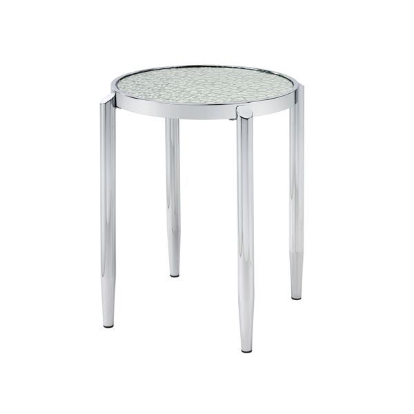 ACME Abbe - End Table - Glass & Chrome Finish | Meri Furniture
