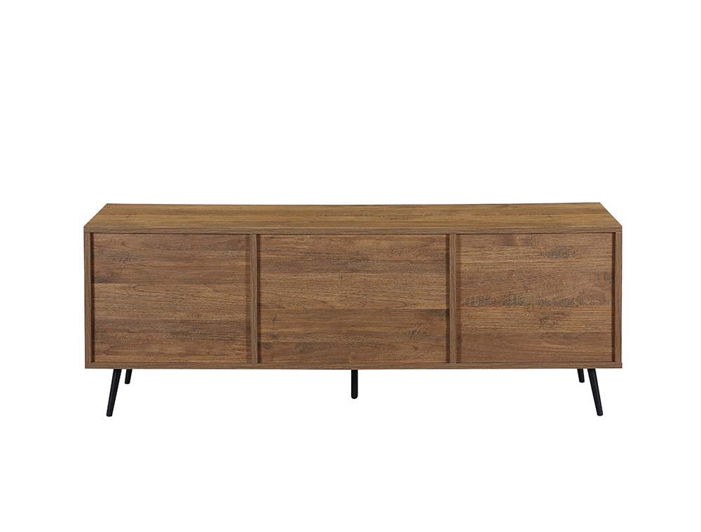 ACME Wafiya - TV Stand - Rustic Wood & Black Finish | Meri Furniture