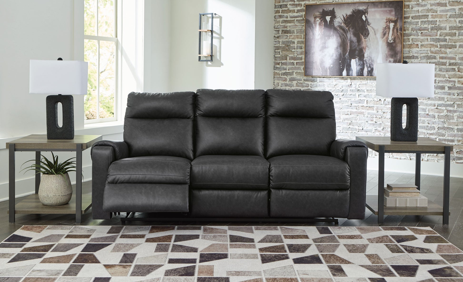 Signature Design by Ashley® Axtellton - Carbon - Power Reclining Sofa | Meri Furniture