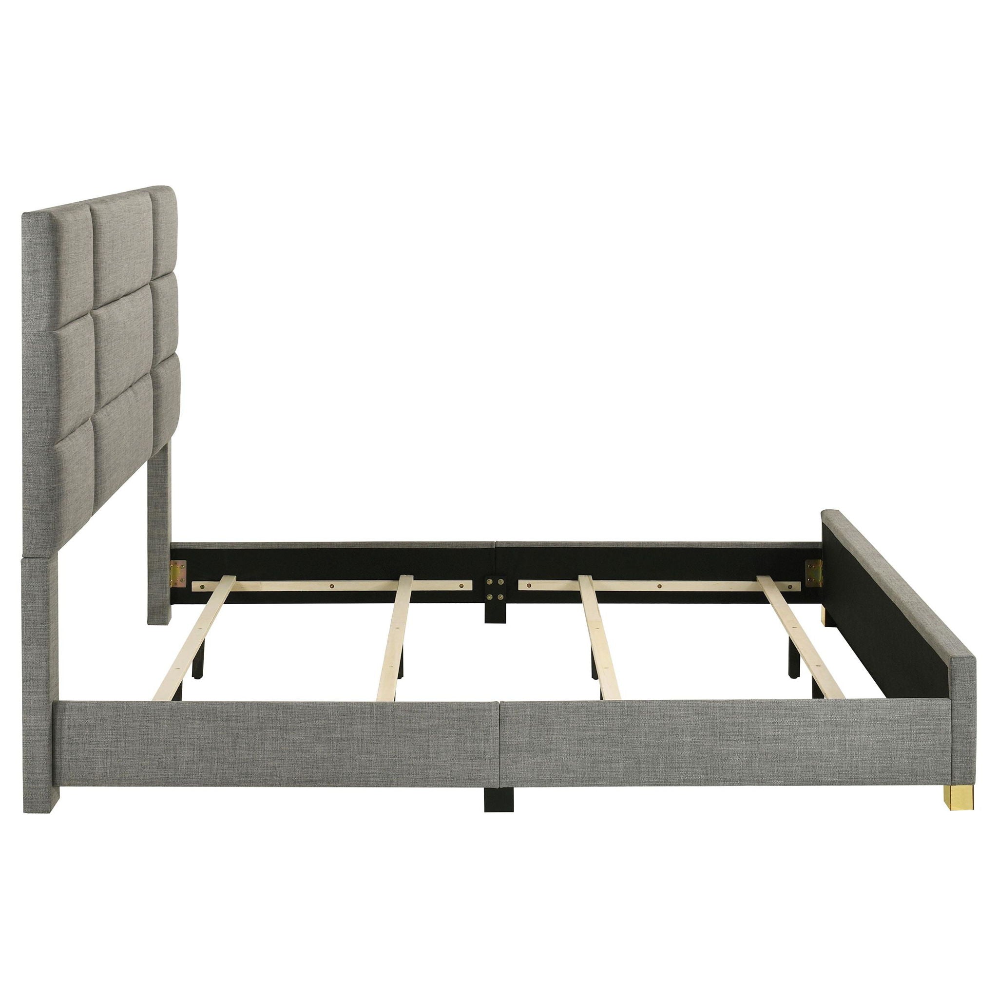 Ines 56-inch Fabric Upholstered Eastern King Panel Bed Grey